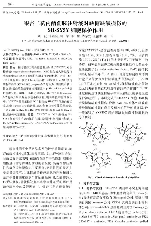银杏二萜内酯葡胺注射液对缺糖缺氧损伤的SH-SY5Y细胞保护作用