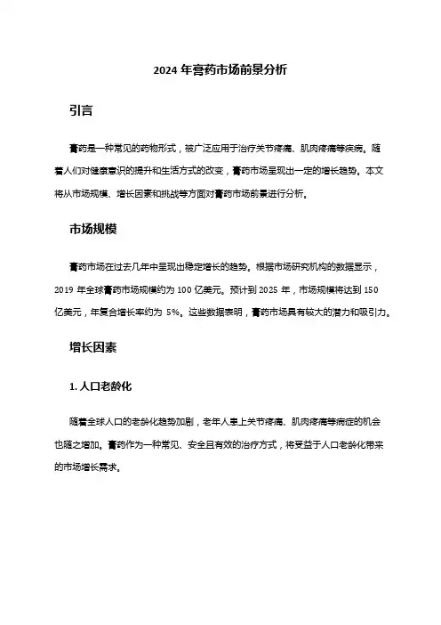 2024年膏药市场前景分析