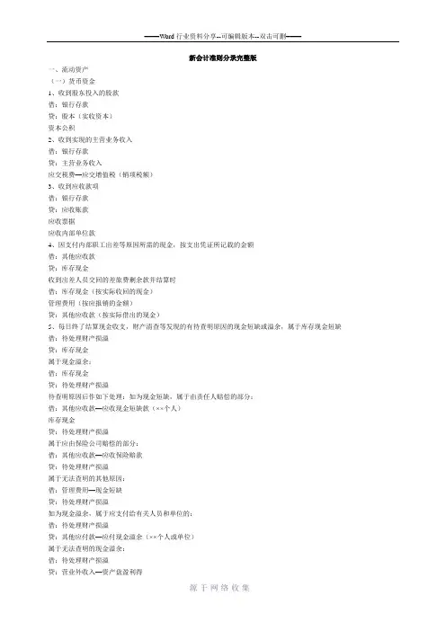 新会计准则分录完整版