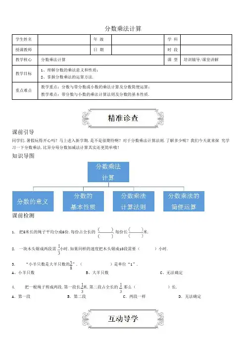 人教版六年级数学讲义-6分数乘法计算
