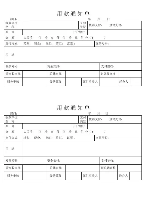 各类单据格式