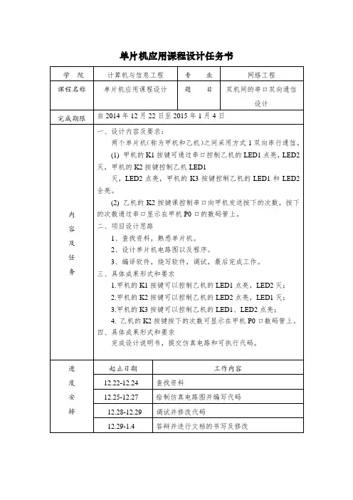 双机间的串口双向通信设计
