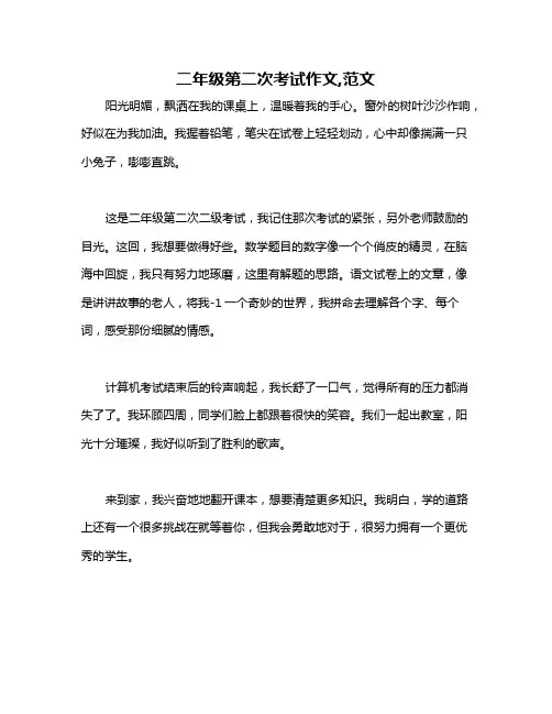 二年级第二次考试作文,范文