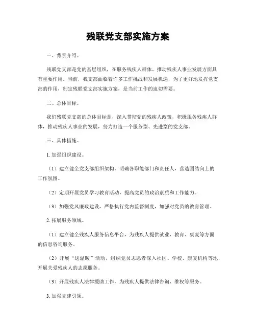 残联党支部实施方案