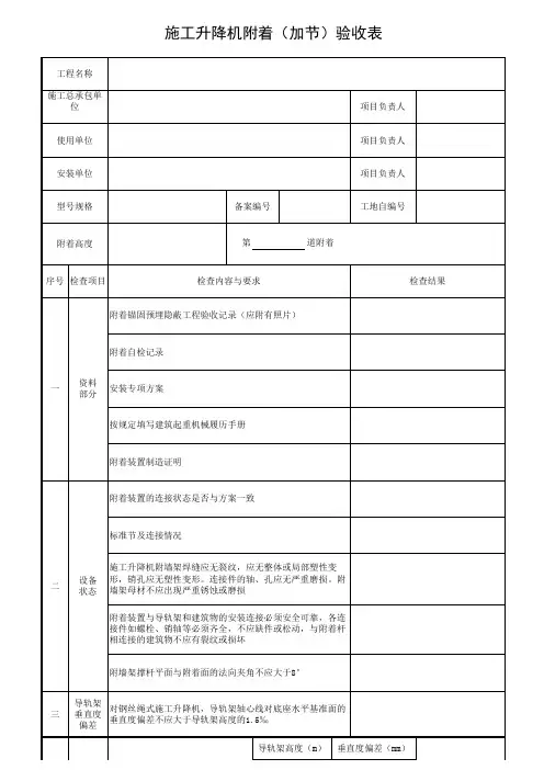 施工升降机附着(加节)验收表