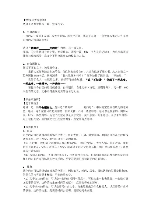 2019年青岛中考 语文试题(Word版,含解析)2个