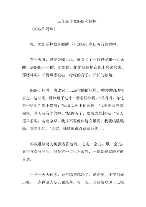 三年级作文蚂蚁和蟋蟀