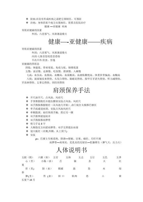 美容院保养手法-经络知识