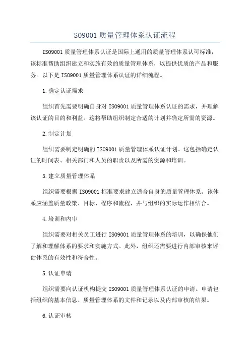 SO9001质量管理体系认证流程