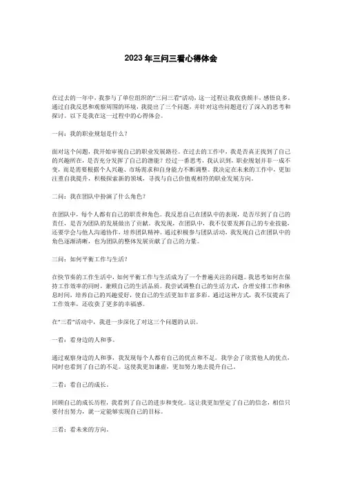 2023年三问三看心得体会