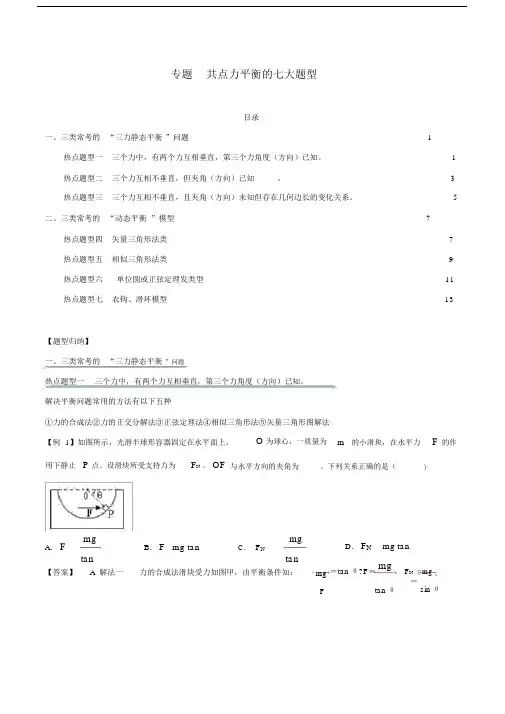 共点力平衡的七大题型Word版本含解析.docx
