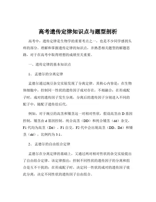高考遗传定律知识点与题型剖析