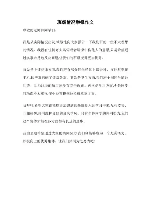班级情况举报作文