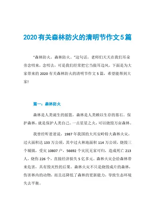 2020有关森林防火的清明节作文5篇