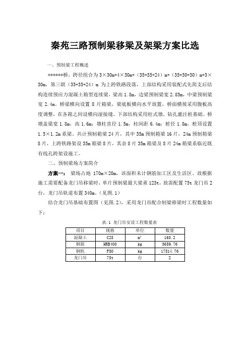 移梁及架梁方案比选