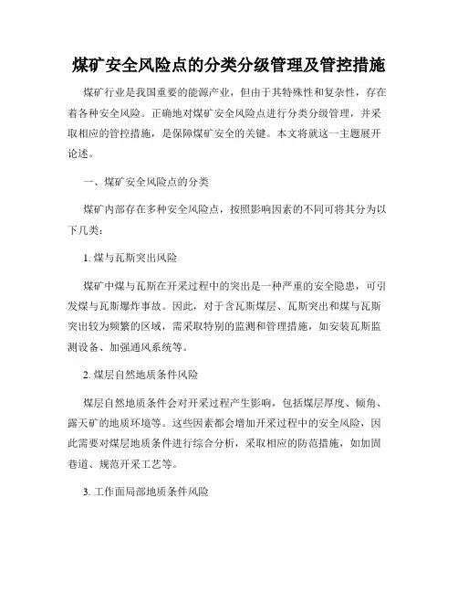煤矿安全风险点的分类分级管理及管控措施