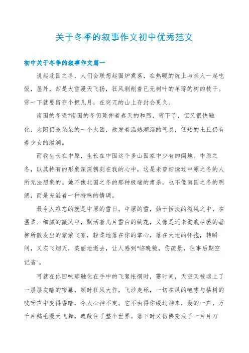 关于冬季的叙事作文初中优秀范文