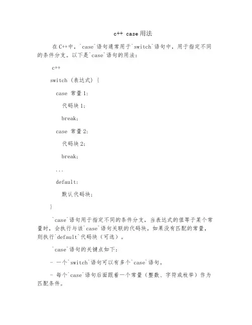 c++ case用法