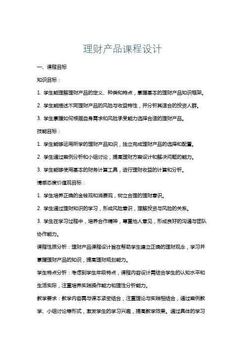 理财产品课程设计