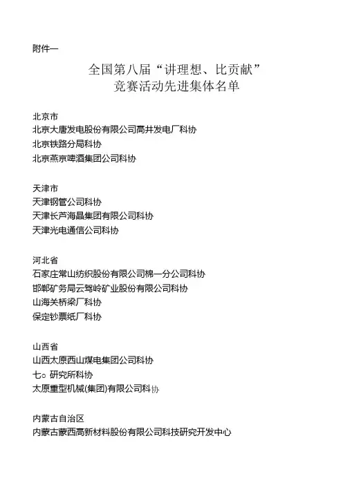 全国第八届讲理想比贡献先进个人