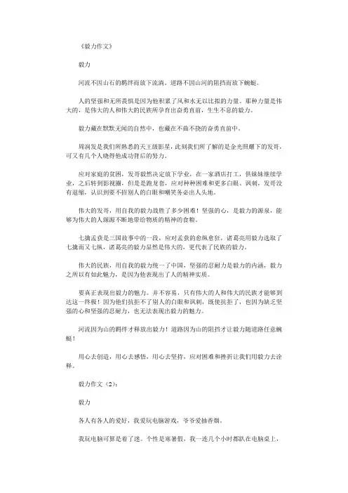 毅力作文(15篇)