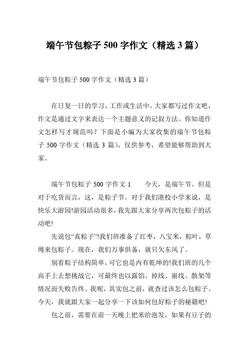 端午节包粽子500字作文(精选3篇)