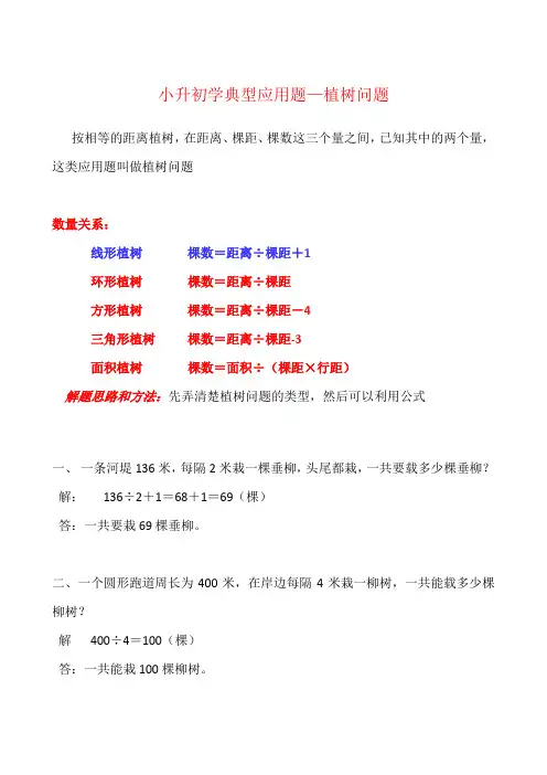 小升初学典型应用题—植树问题