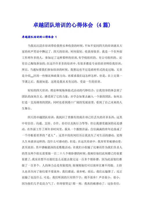 卓越团队培训的心得体会 (4篇)