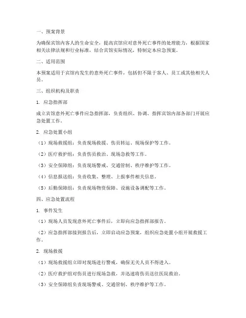 宾馆意外死亡应急预案