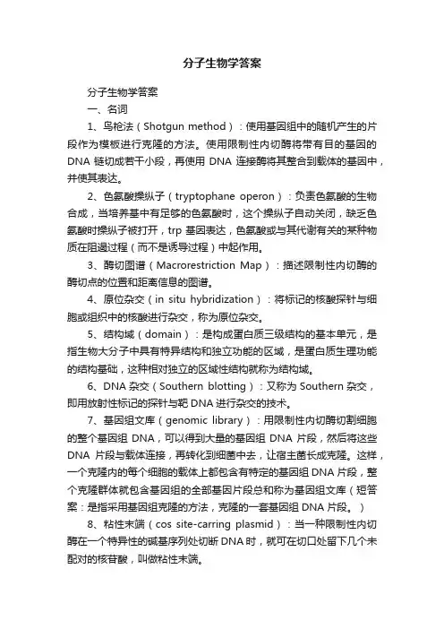 分子生物学答案