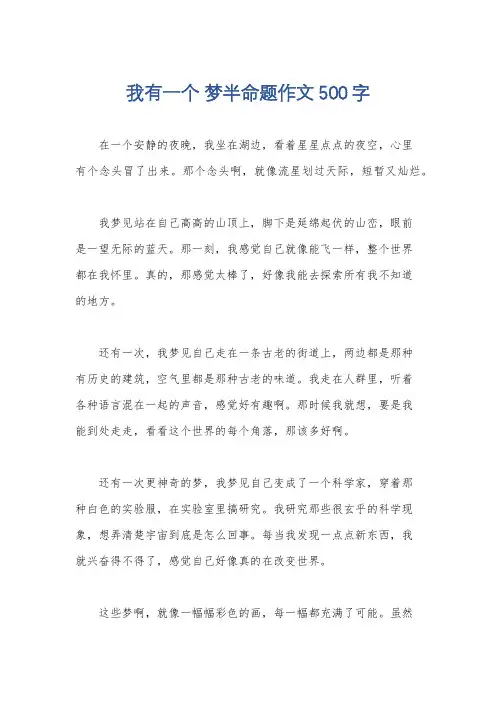 我有一个 梦半命题作文500字