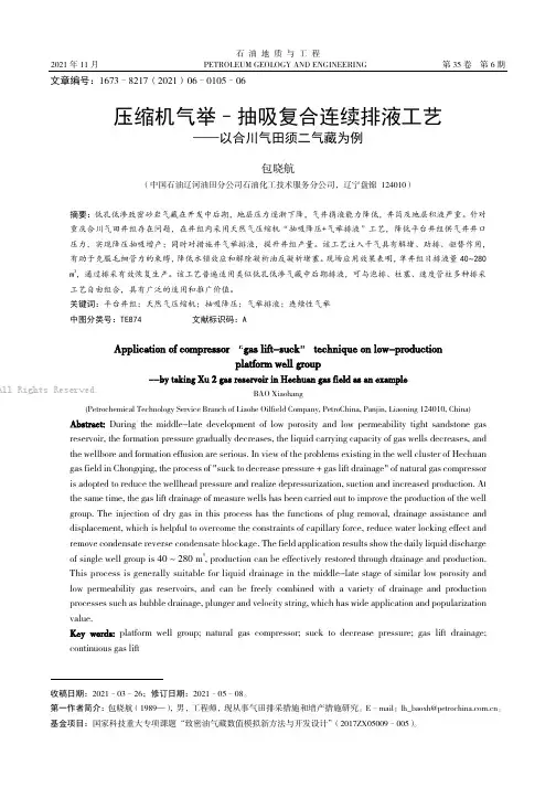 压缩机气举–抽吸复合连续排液工艺——以合川气田须二气藏为例