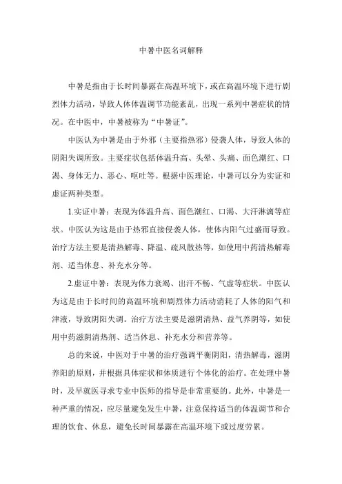 中暑中医名词解释