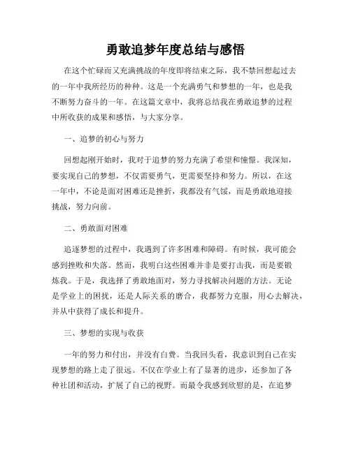 勇敢追梦年度总结与感悟