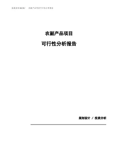农副产品项目可行性分析报告(模板参考范文)