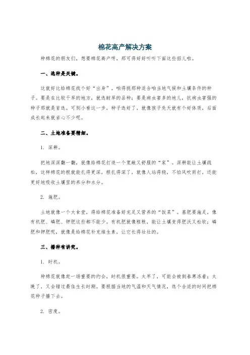 棉花高产解决方案