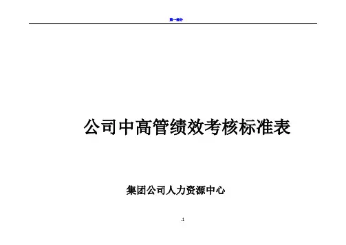 公司中高管绩效考核标准表汇总