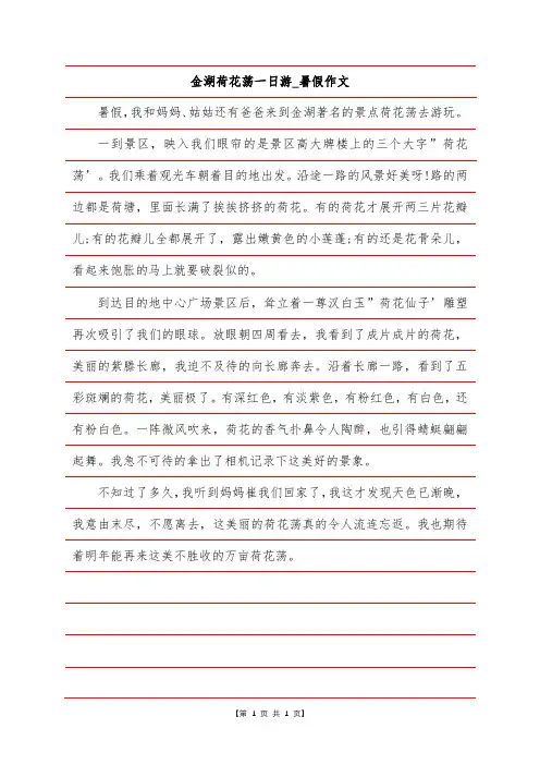 金湖荷花荡一日游-暑假作文