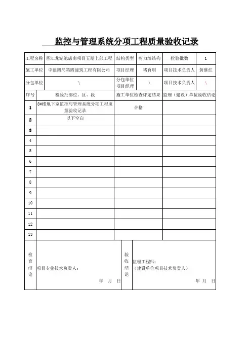 建筑工程智能化 分项工程质量验收记录