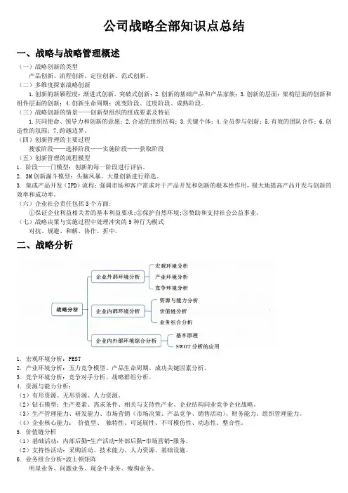 《公司战略与风险管理》-2024年CPA考试必背知识点