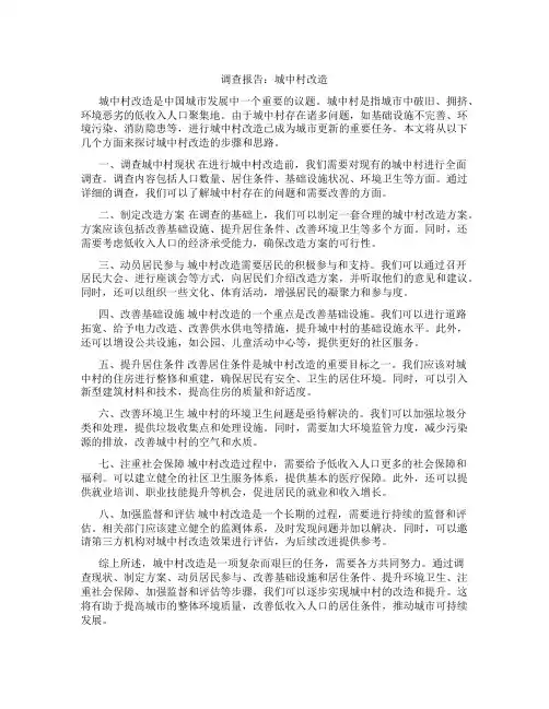 调查报告城中村改造