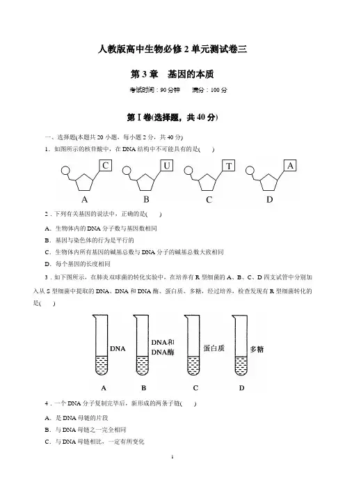 2012—2013学年度高中生物必修2第三单元《基因的本质 》