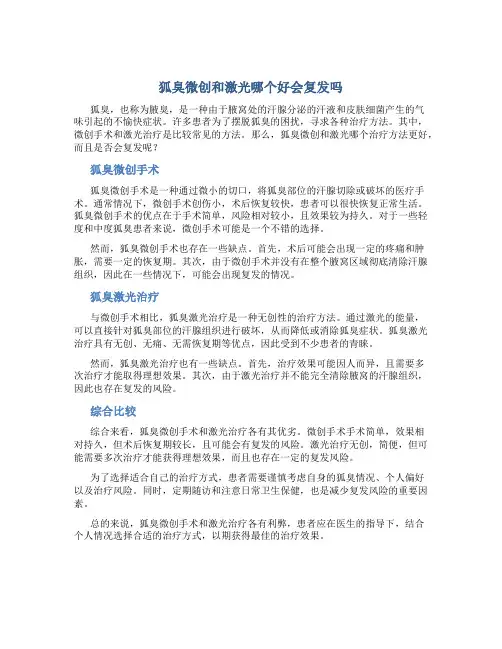 狐臭微创和激光哪个好会复发吗