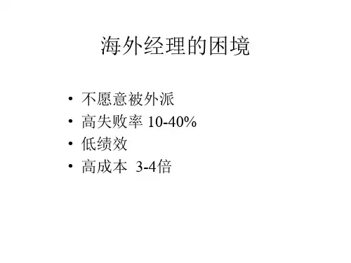 国际企业人员管理及跨国公司经验