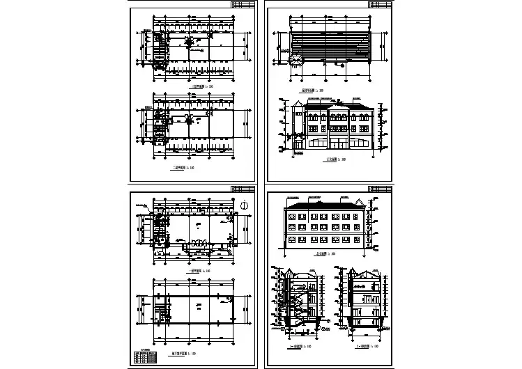 某三层综合楼建筑方案图(共4张图纸)