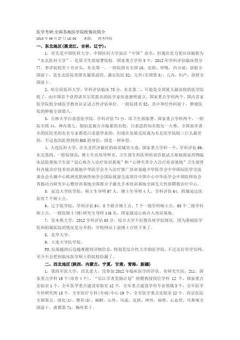 全国医学院校专业排名