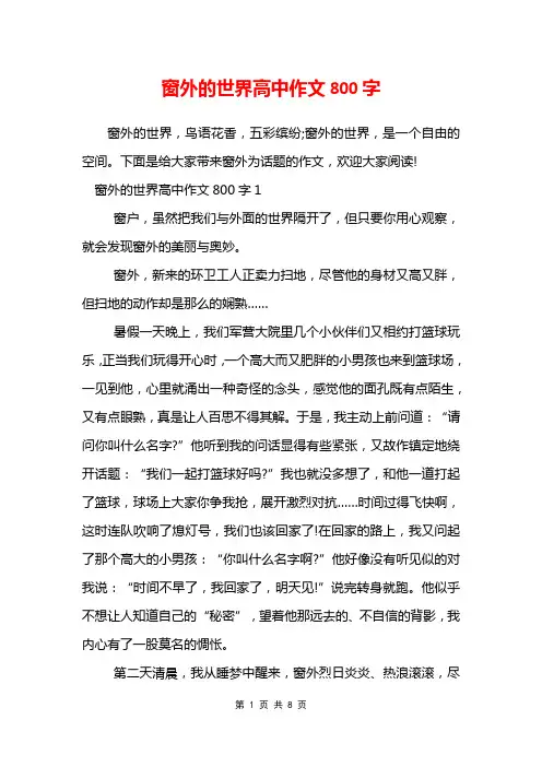 窗外的世界高中作文800字