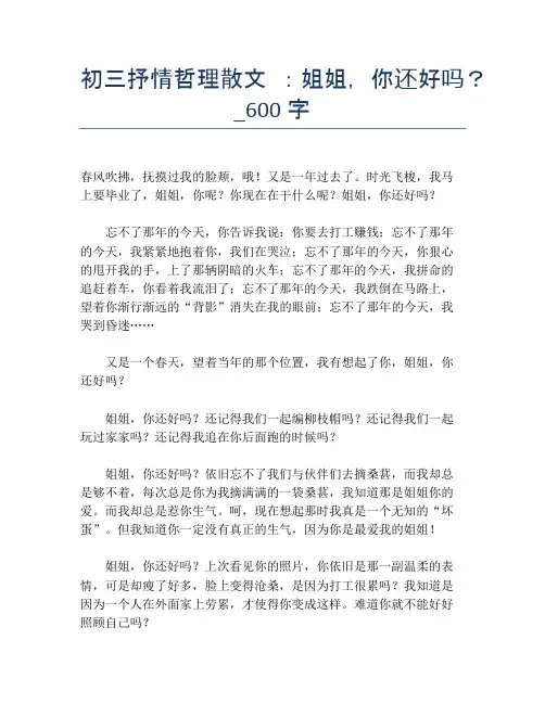 初三抒情哲理散文 ：姐姐,你还好吗？_600字