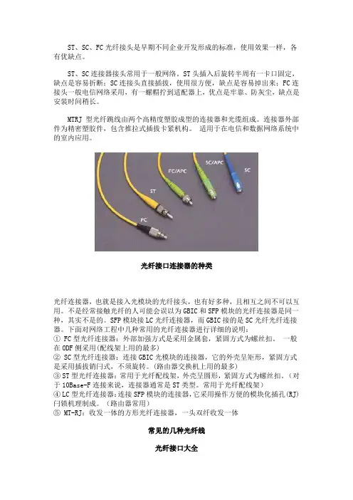 ST、SC、FC光纤接头图解