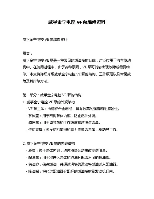 威孚金宁电控ve泵维修资料